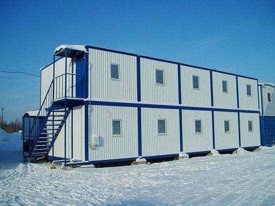 Модульное здание в два этажа, может эксплуатироваться в северных районах.  Оборудовано , утепленное, сборно-разборная конструкция.