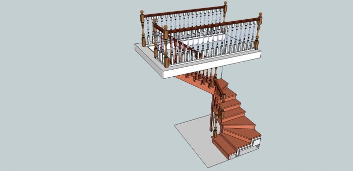 Проект лестницы сделанный в 3-d формате. Лестница с двумя поворотами.