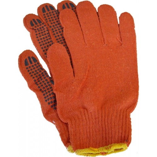 Перчатки рабочие с пвх точкой, оранжевые