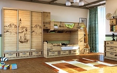 Комплект модульной мебели "Корсар" (№2). Комплект детской мебели для двоих детей с множеством секций для хранения.

