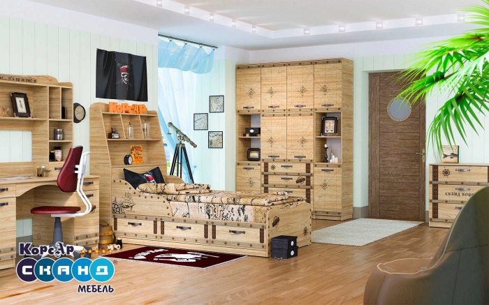Комплект модульной мебели "Корсар" (№3)
Прекрасная коллекция детской мебели нового поколения в морском стиле.