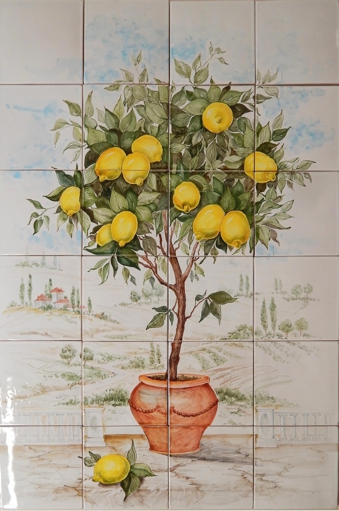 Керамическое панно "Лимонное дерево"