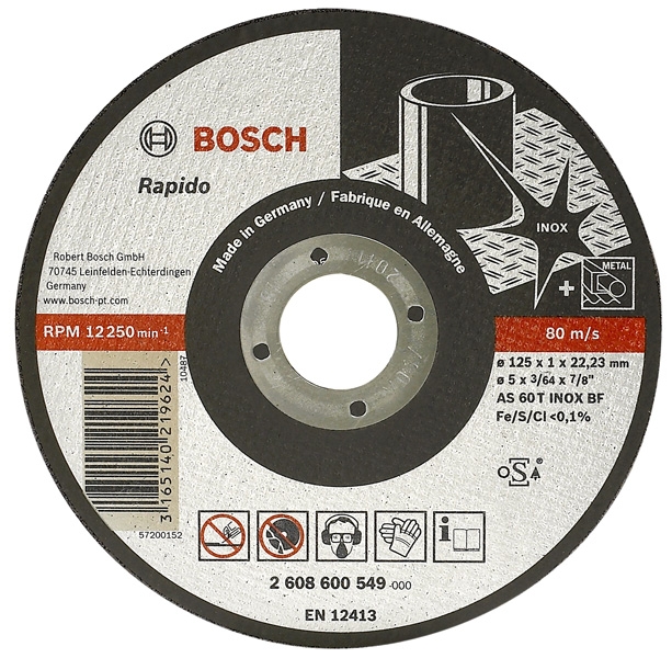 Отрезной круг по металлу Bosch 125х1х22,23мм
Розничная цена 57,00р. с НДС
Артикул для заказа: 2 608 600 549
Характеристики:
- AS 60 T INOX BF
- Диаметр, мм 125.0
- Диаметр отверстия, мм 22,23
- Толщина, мм 1.0