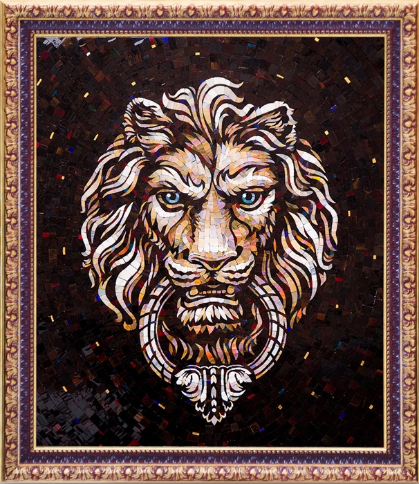Мозаичное панно Лев из стекла и стеклянной мозаики