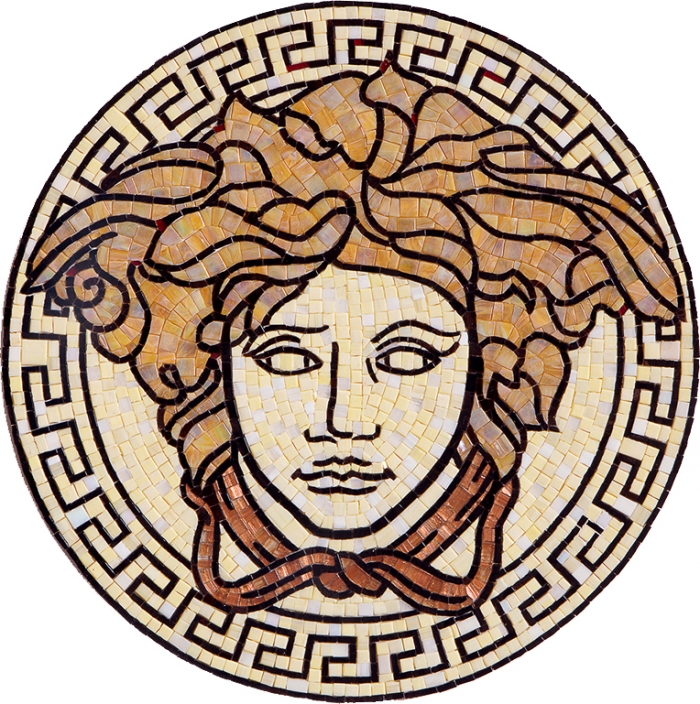 Мозаичное панно Логотип Versace из стеклянной мозаики